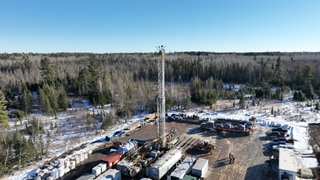 An aerial view of the helium drilling site near Babbitt, northern Minnesota.